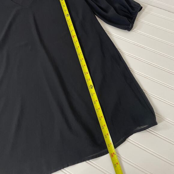 Lulus Womens Shifting Dears Black Long Sleeve V-Neck Mini Dress Size Small - Picture 7 of 7